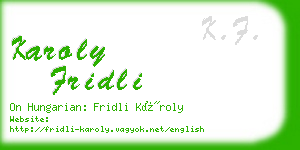 karoly fridli business card